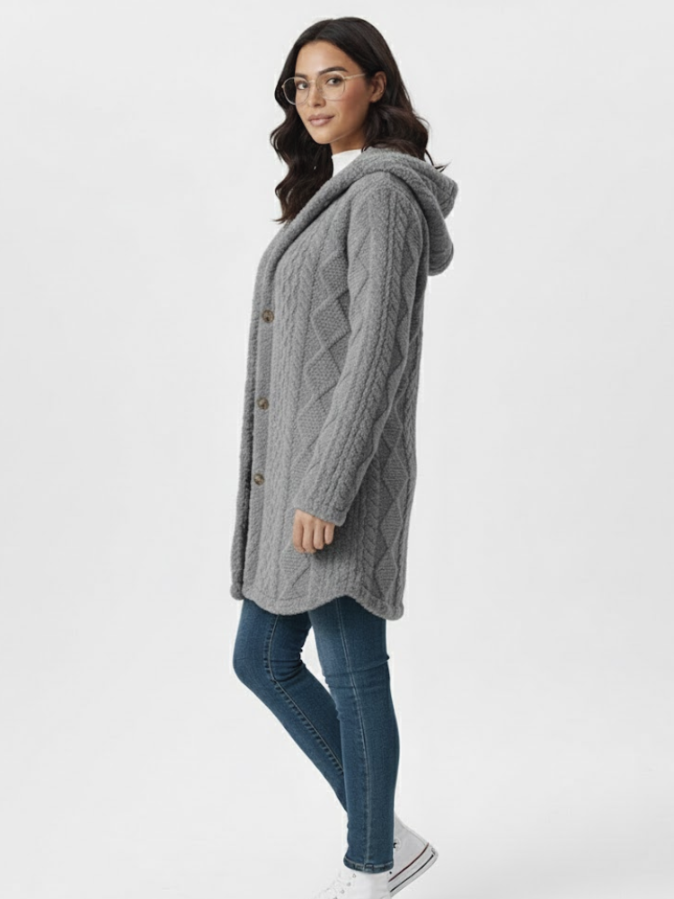 Caliah - Plush Hooded Cardigan Coat