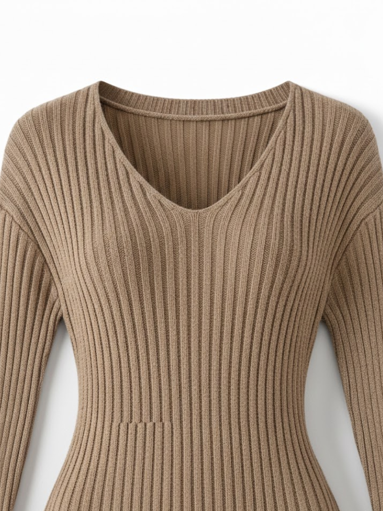 Caliah - Women's Striped Long Sleeve Midi Dress