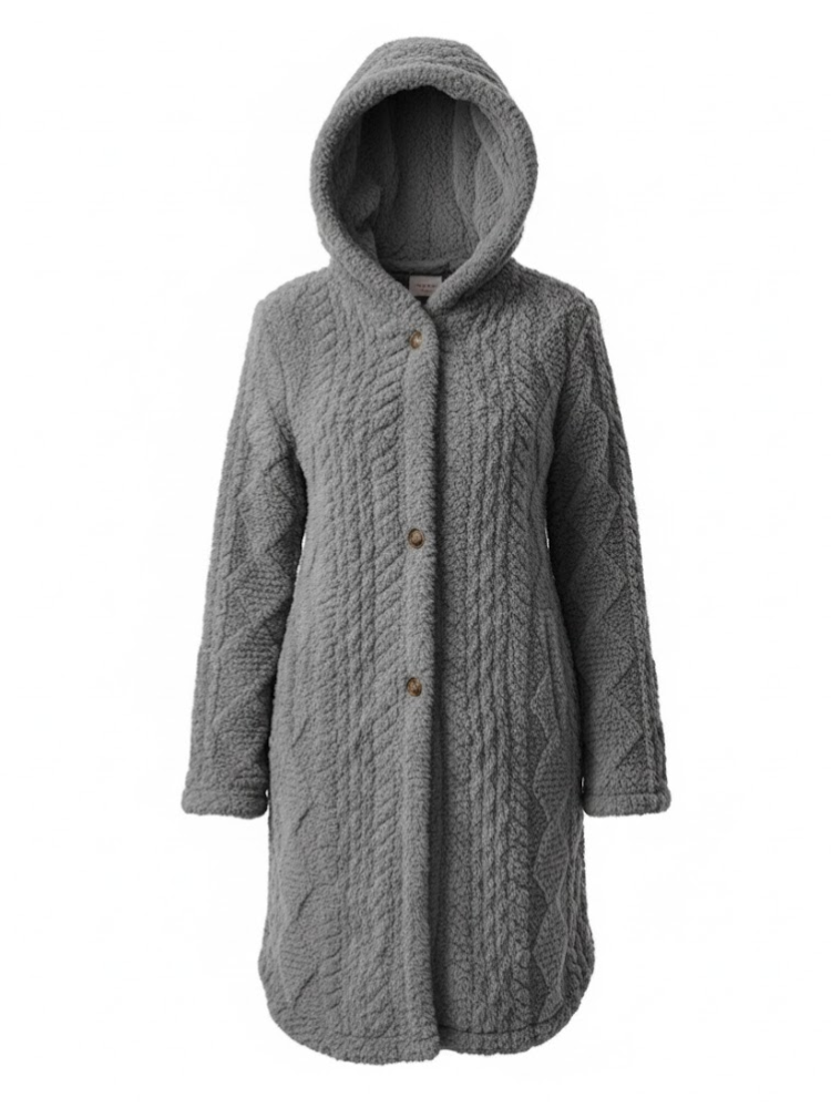 Caliah - Plush Hooded Cardigan Coat