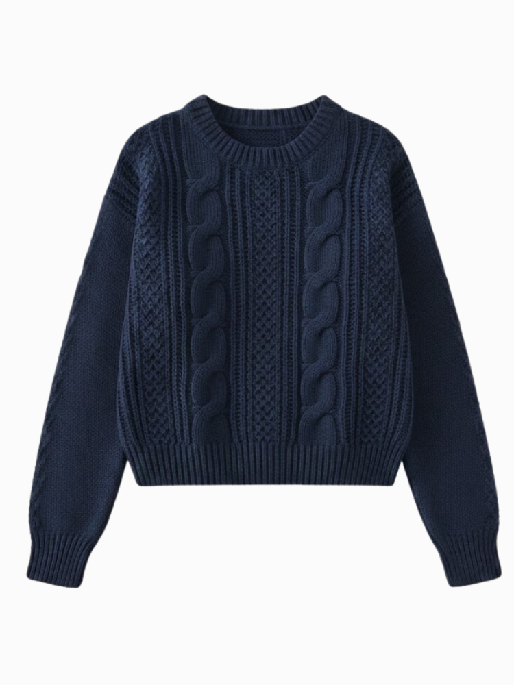 Caliah – Women’s Chunky Textured Knit Sweater Drop Shoulder