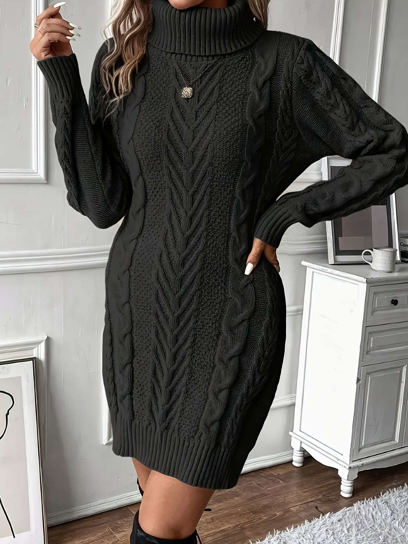 Caliah - High-Neck Braided Midi Dress