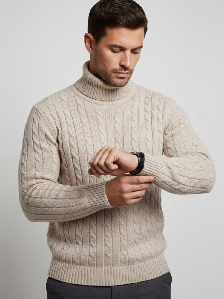 Caliah - Cable Knit Turtleneck Jumper