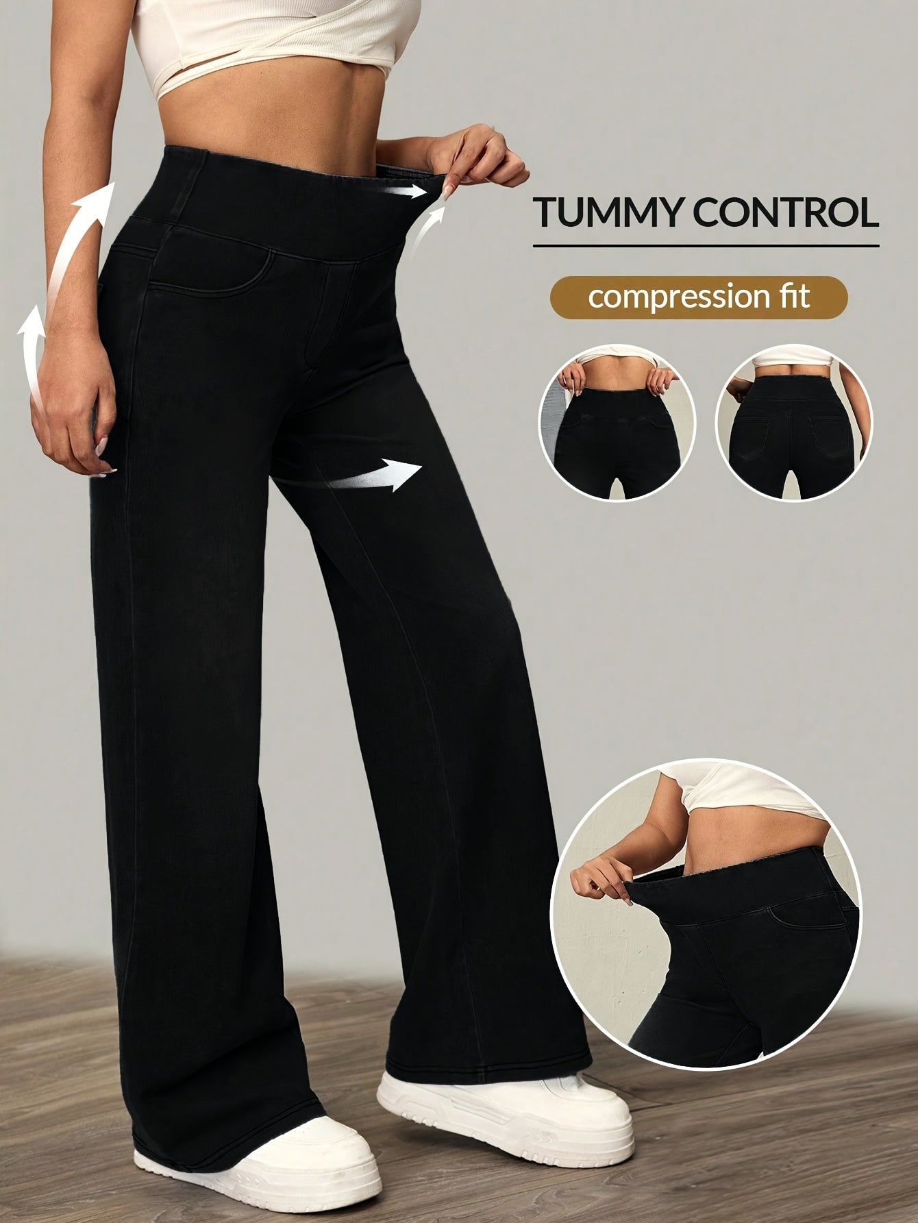 Caliah - Women's High Waisted Wide Leg Pants