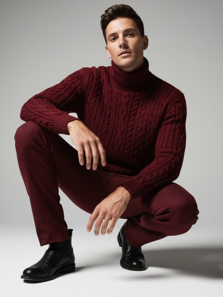 Caliah - Cable Knit Turtleneck Jumper