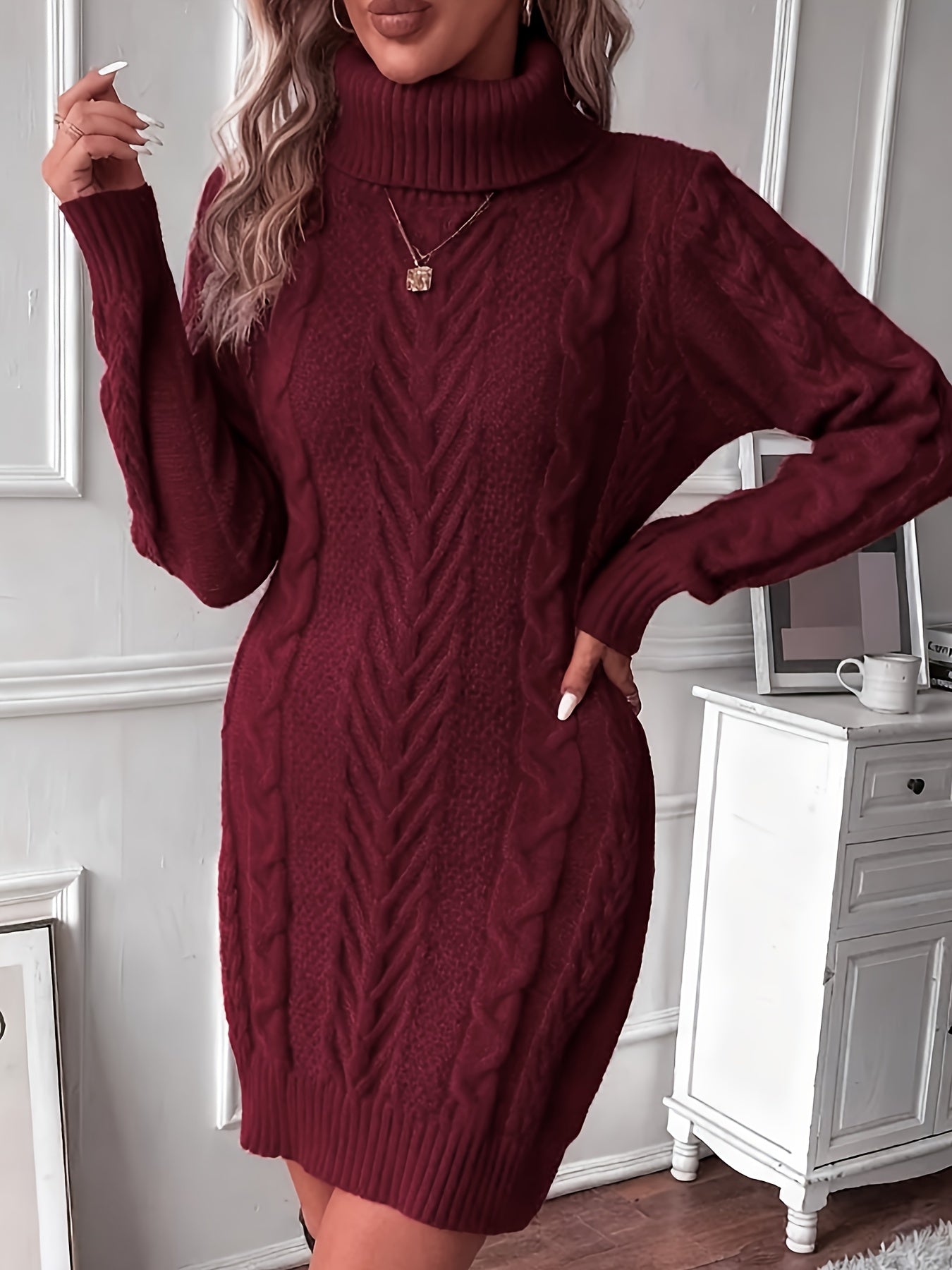 Caliah - High-Neck Braided Midi Dress