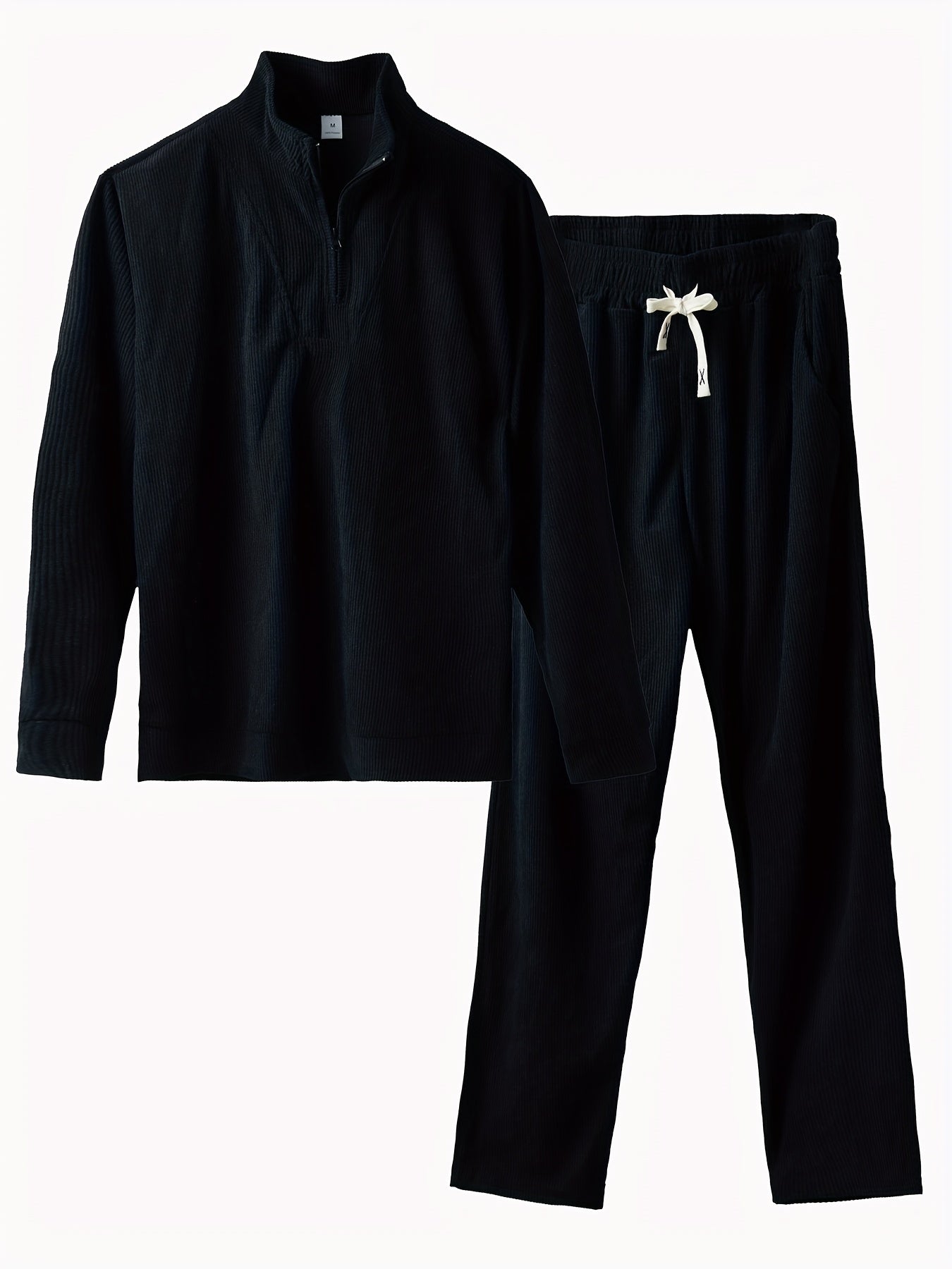 Caliah - Men's Corduroy Trousers & Half-Zip Jumper Set