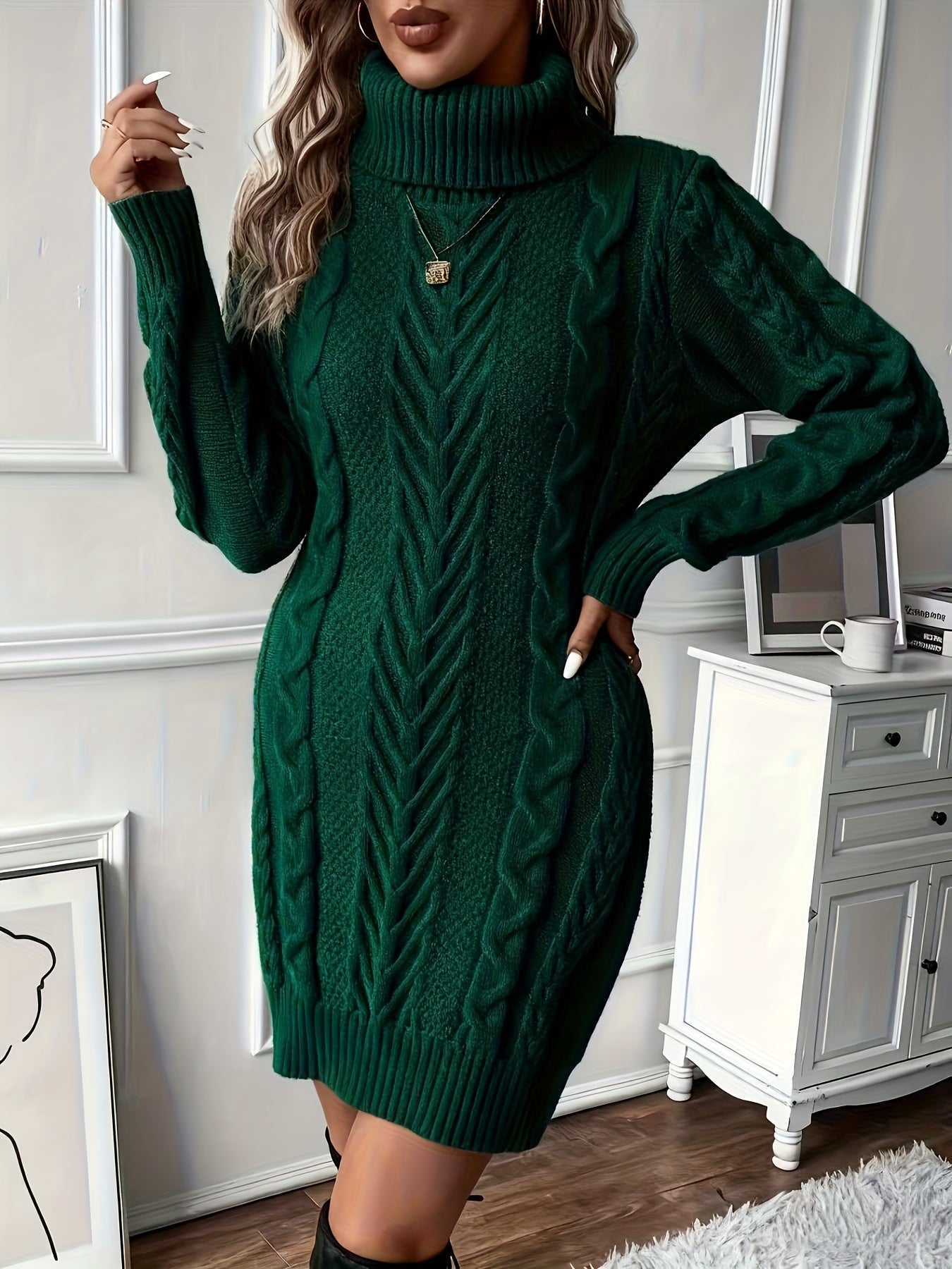 Caliah - High-Neck Braided Midi Dress