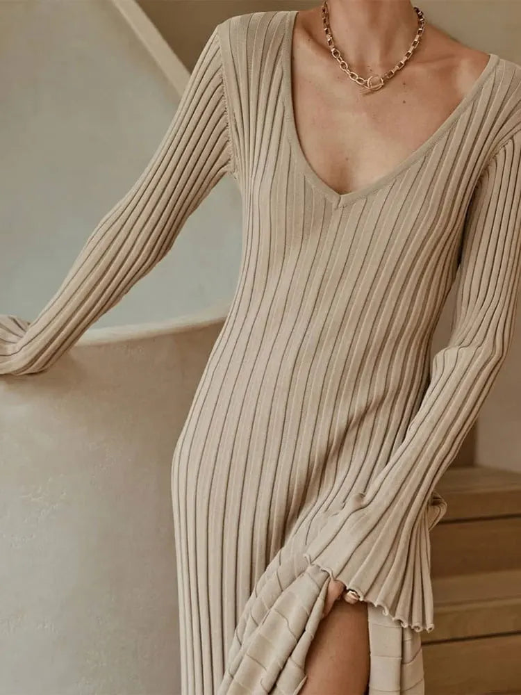 Noir Neige - Knit Pleated Maxi Dress