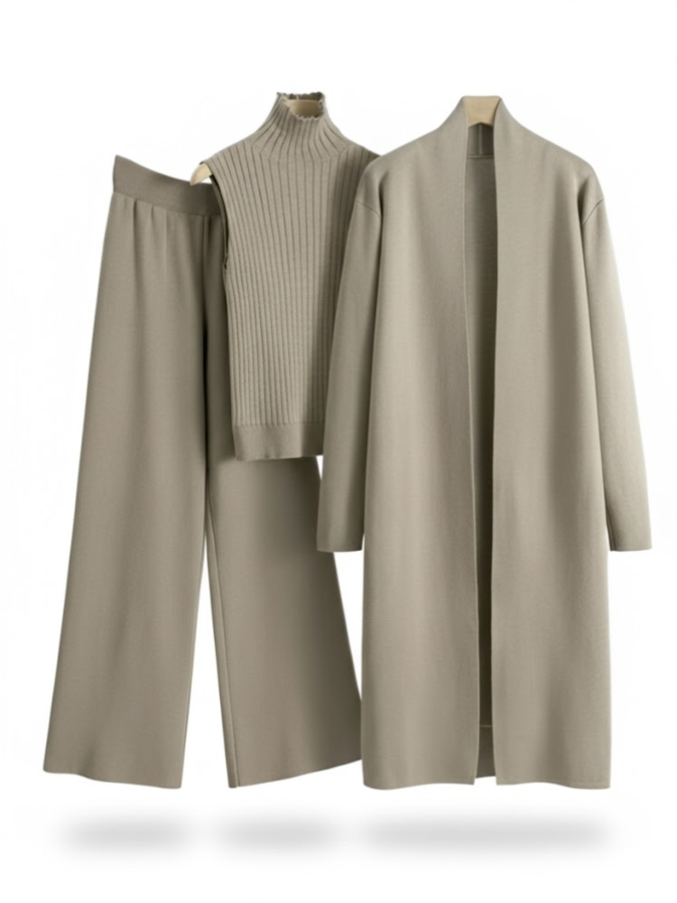 VERENA - Knitted Co-ord Suit – Cardigan, Top & Trousers