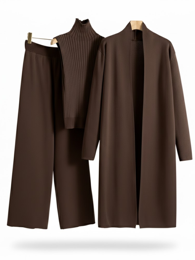 VERENA - Knitted Co-ord Suit – Cardigan, Top & Trousers
