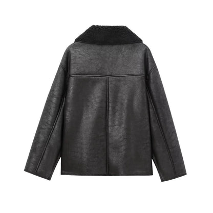 BRENDA - Wool Coat and Leather winter casual