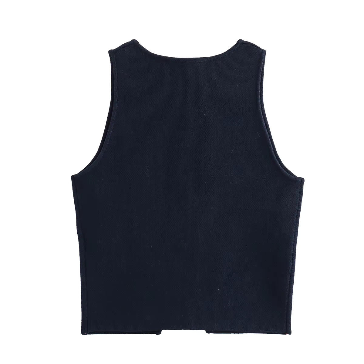 LANAH - Knit Sleeveless Vest Cropped Button