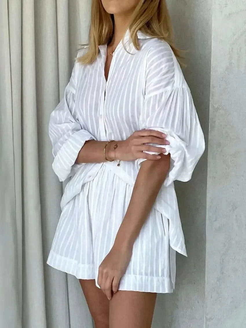 Kevla - Sleeve Shirt Striped Lapel Two-Piece