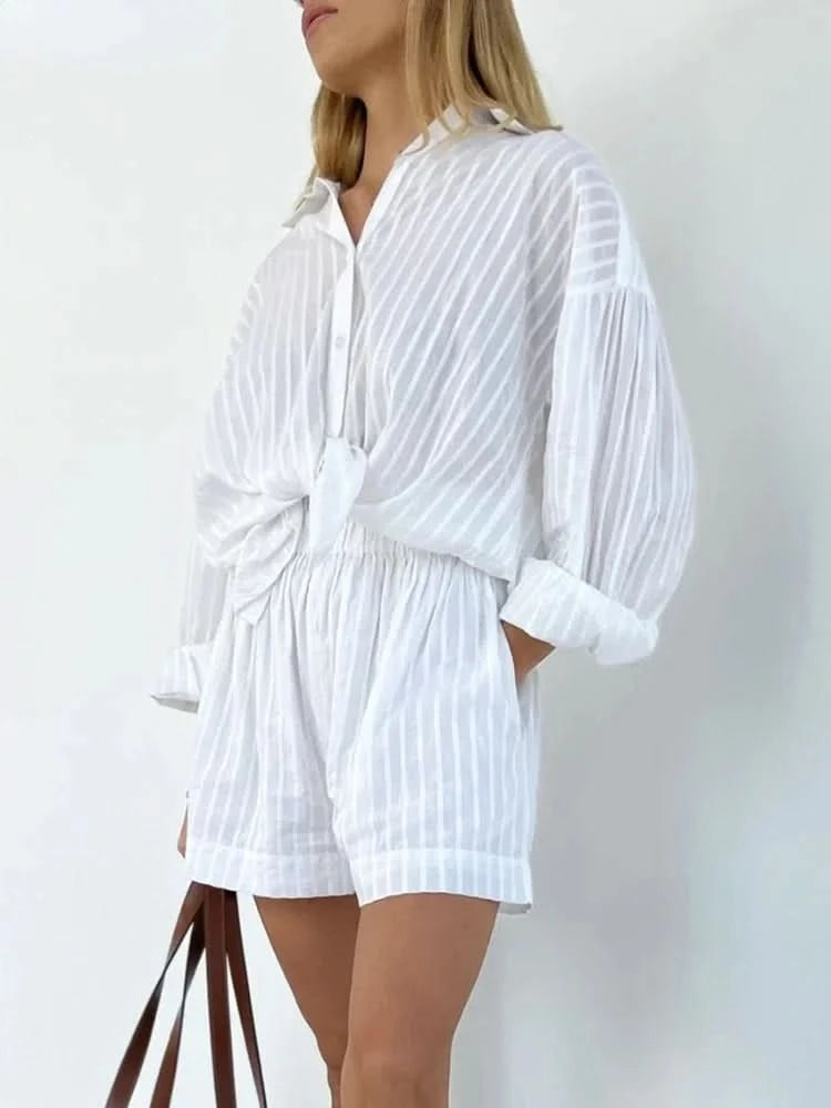 Kevla - Sleeve Shirt Striped Lapel Two-Piece