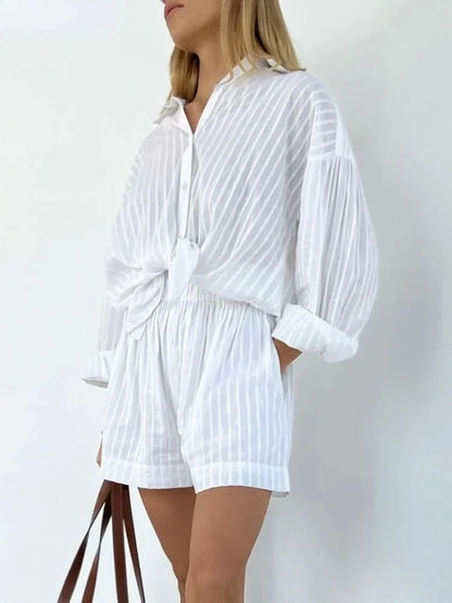 Kevla - Sleeve Shirt Striped Lapel Two-Piece