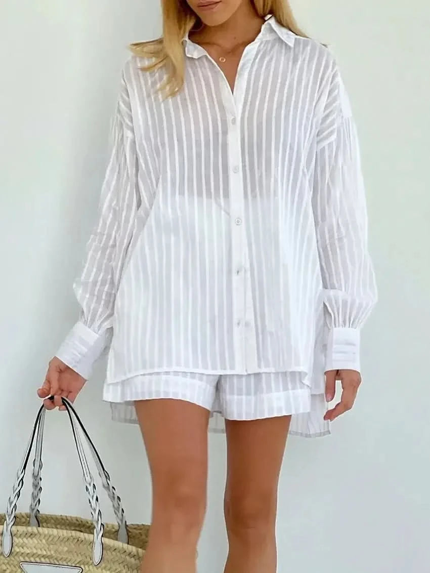 Kevla - Sleeve Shirt Striped Lapel Two-Piece