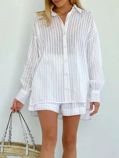 Kevla - Sleeve Shirt Striped Lapel Two-Piece