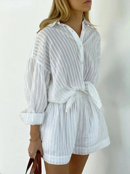 Kevla - Sleeve Shirt Striped Lapel Two-Piece