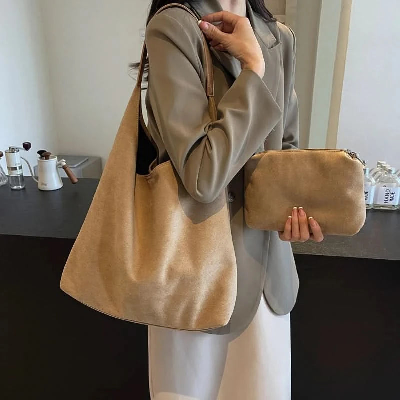 Caliah - Shoulder Tote Bag Set Suede Pure