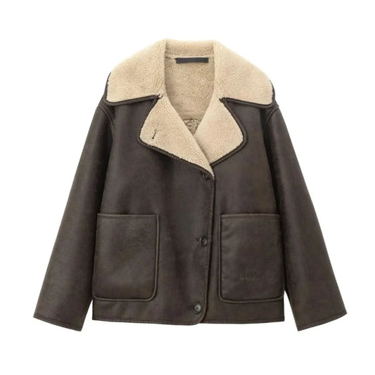 BRENDA - Wool Coat and Leather winter casual