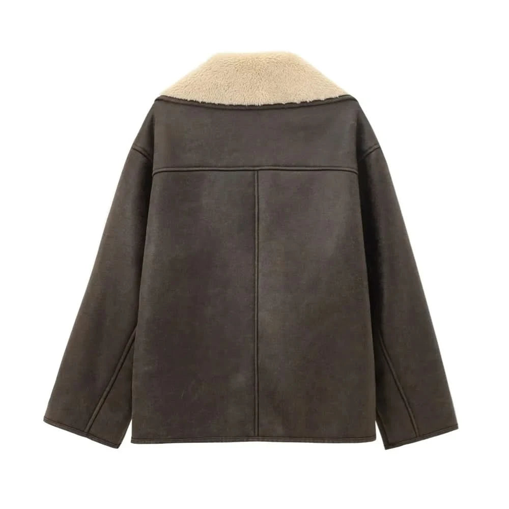 BRENDA - Wool Coat and Leather winter casual
