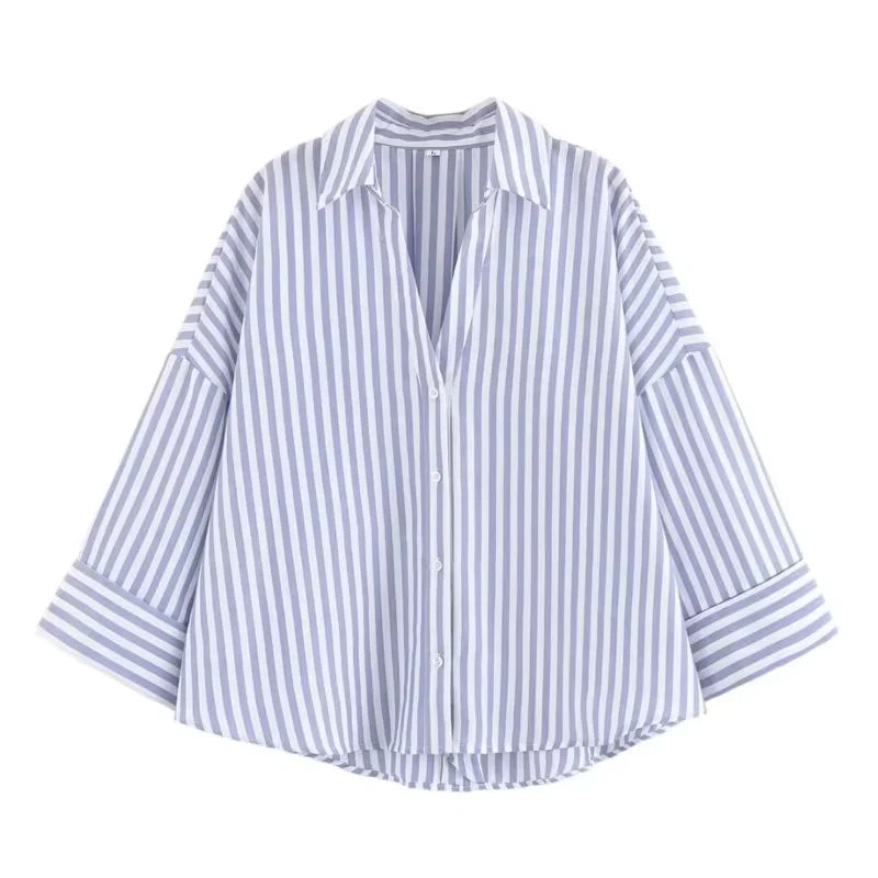 Caliah White Oversized Blouse with Wide Sleeves