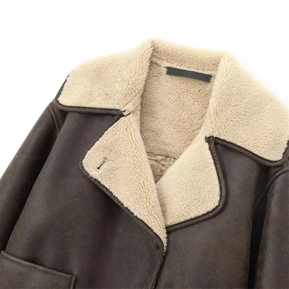 BRENDA - Wool Coat and Leather winter casual