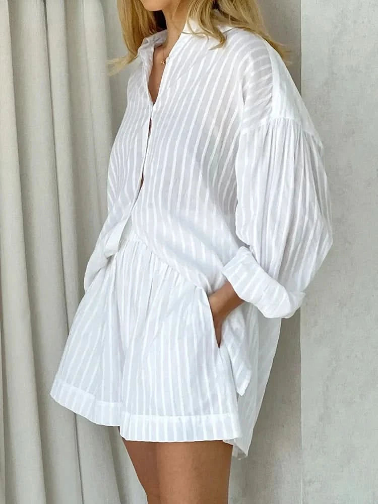 Kevla - Sleeve Shirt Striped Lapel Two-Piece
