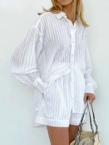 Kevla - Sleeve Shirt Striped Lapel Two-Piece