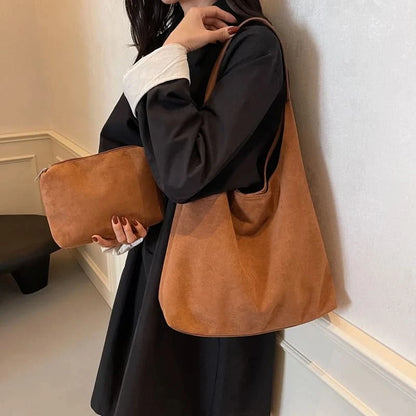 Caliah - Shoulder Tote Bag Set Suede Pure