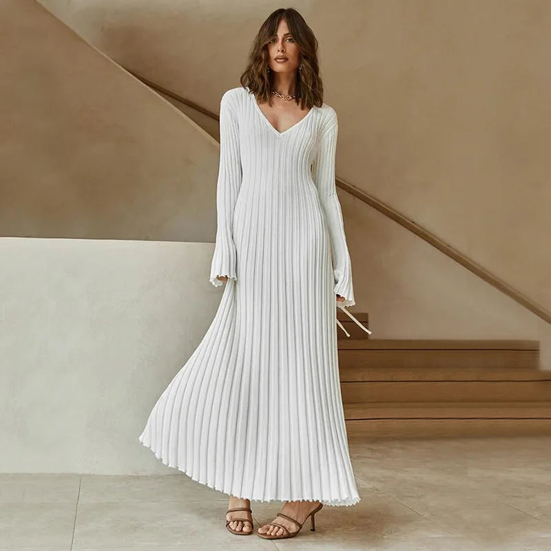 Noir Neige - Knit Pleated Maxi Dress