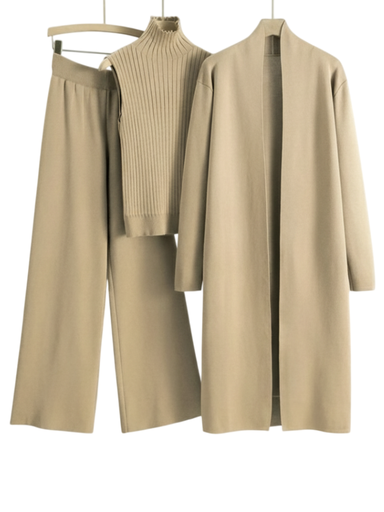 VERENA - Knitted Co-ord Suit – Cardigan, Top & Trousers