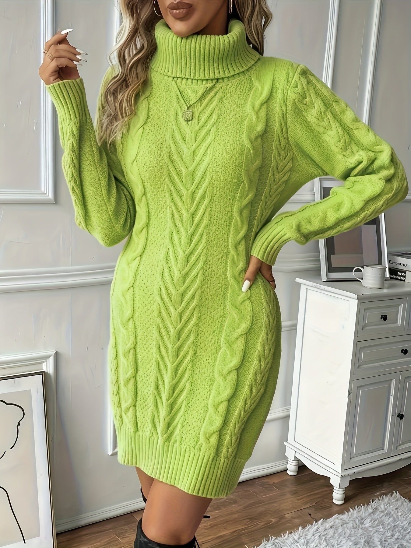 Caliah - High-Neck Braided Midi Dress