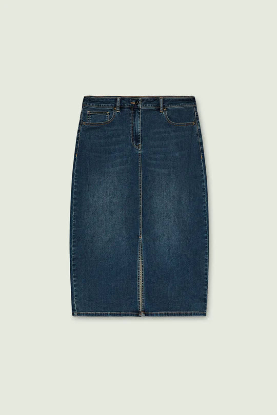 Caliah - Long High Waist Denim Skirt