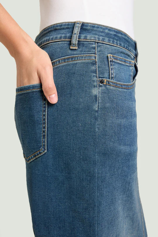 Caliah - Long High Waist Denim Skirt