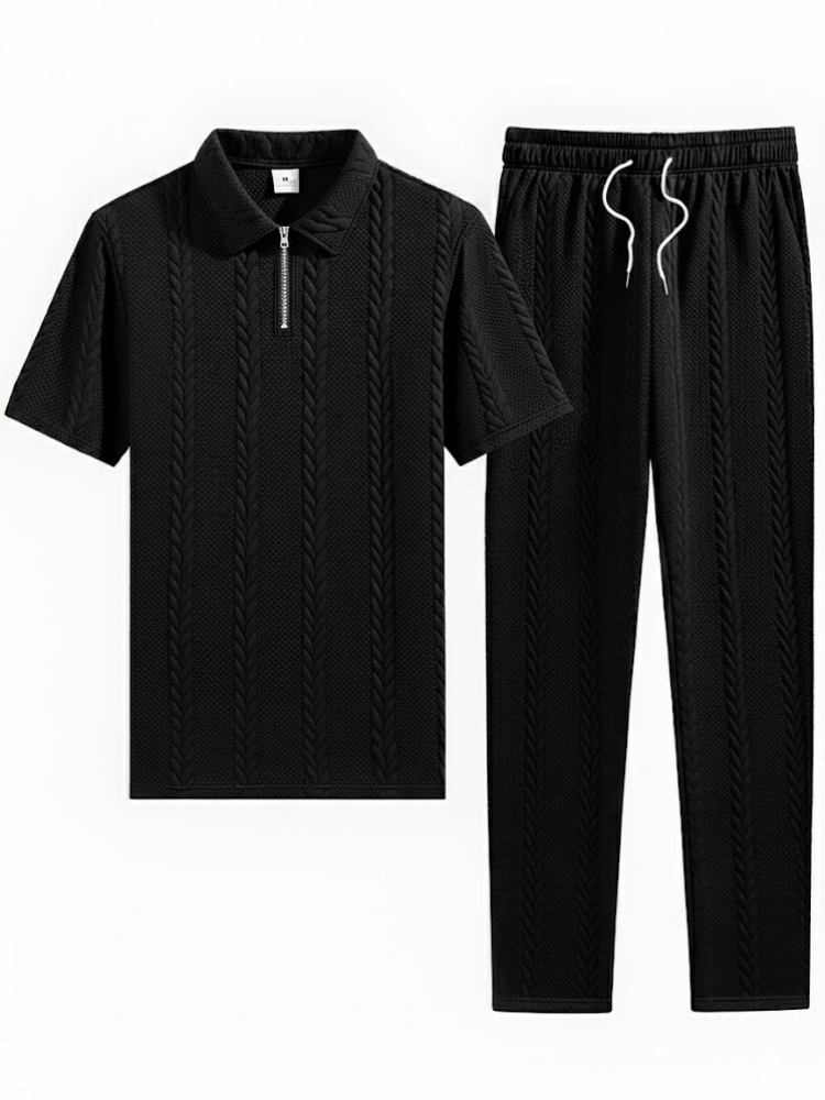 Casablanca - Men's Textured Zip Polo & Trousers Set