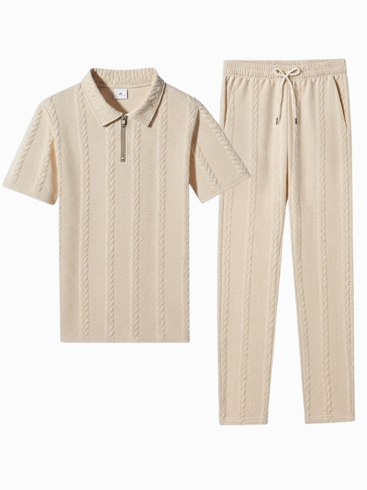 Casablanca - Men's Textured Zip Polo & Trousers Set