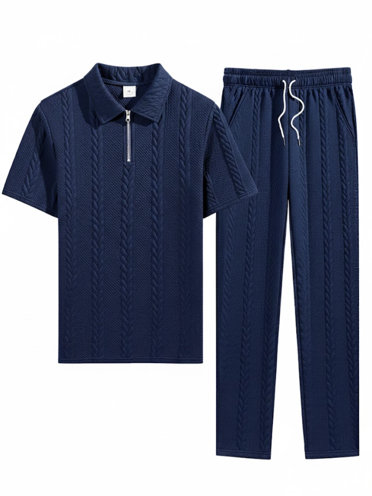Casablanca - Men's Textured Zip Polo & Trousers Set