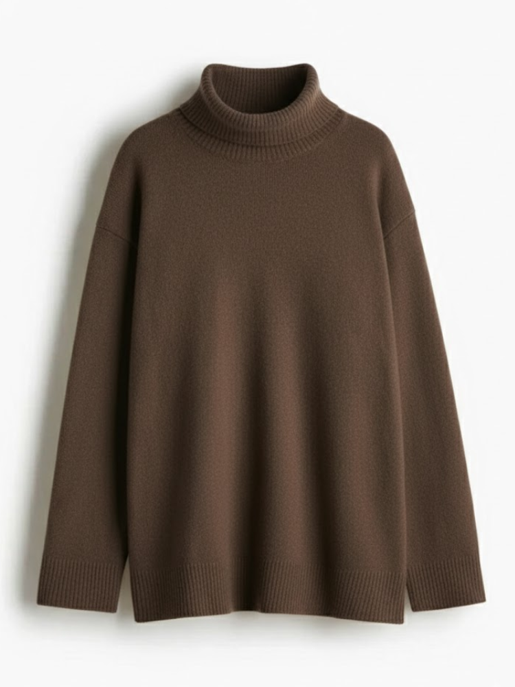 Caliah - Loose-Fit Wool Polo Neck Jumper