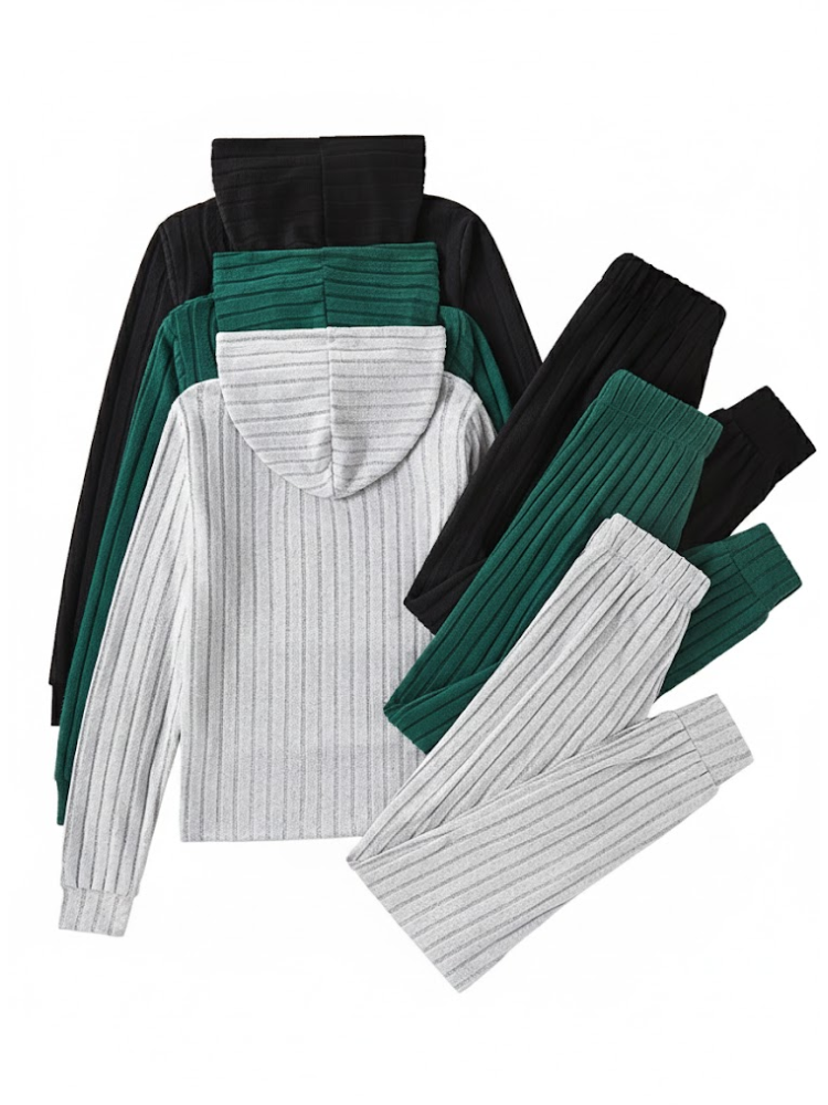 Women's 3 Piece Set – Ribbed Sweatshirt & Trousers