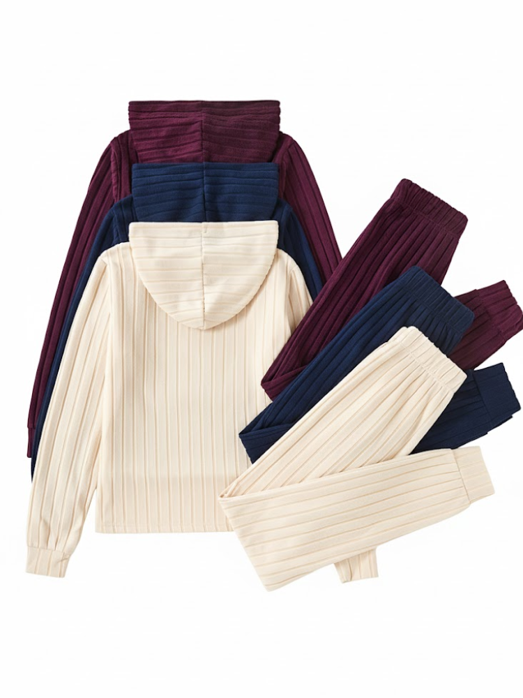 Women's 3 Piece Set – Ribbed Sweatshirt & Trousers