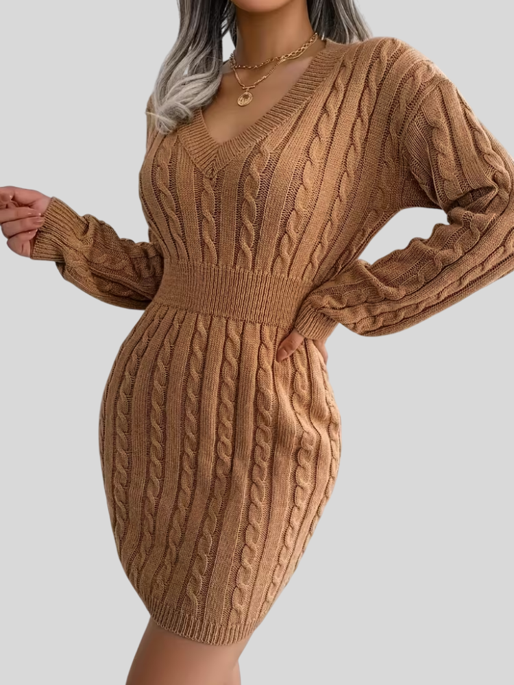 Caliah - Women's V-Neck Sweater Dress
