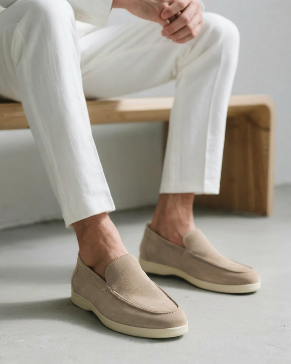 Caliah - Men's Suede Loafer & Casual Trousers Set