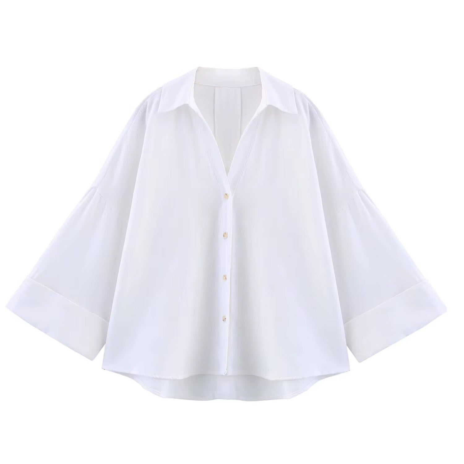 Caliah White Oversized Blouse with Wide Sleeves